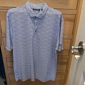 Cutter & Buck Blue and White Patterned Polo Shirt - XL